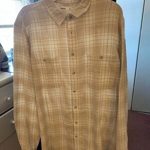 Sonoma Tan Plaid Casual Button Down Shirt